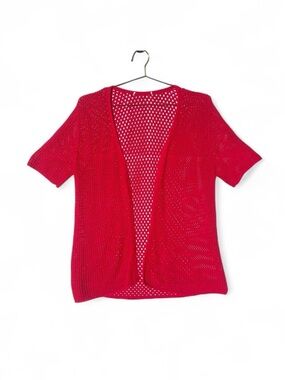 Vintage Y2K Red Open Knit Beach Cover Up Cardigan XL